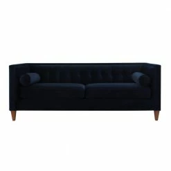 Best Pirce ✔️ Jack 84 in. W Dark Navy Blue Velvet Modern Tuxedo Tufted Sofa by Jennifer Taylor ✨