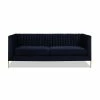 New ⭐ Riviera 84 in. Dark Navy Blue Velvet 3-Seat Channel Tufted Modern Tuxedo Sofa by Jennifer Taylor 🔔