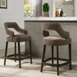 Budget 🛒 Moderne 26 Counter Height Bar Stool (Set of 2), Deep Mink by Jennifer Taylor ✔️
