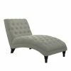 Hot Sale 🛒 Cara Snuggler Dove Gray Linen Tufted Chaise Lounge by Handy Living 🌟