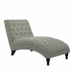 Hot Sale ๐ Cara Snuggler Dove Gray Linen Tufted Chaise Lounge by Handy Living ๐