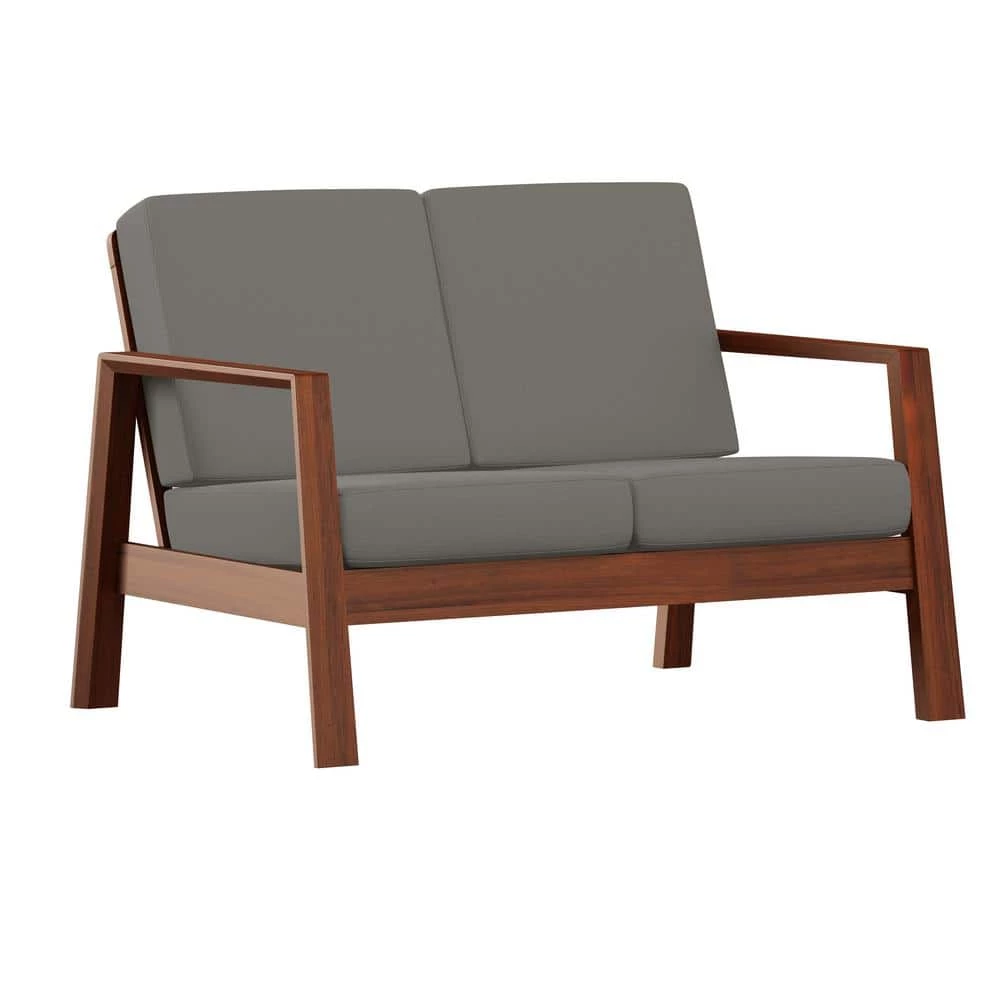 Top 10 ๐ Behnken 48 in. Dove Gray Linen-Like Fabric 2-Seat Mid-Century Modern Loveseat with Exposed Wood Frame in a Cherry by Handy Living ๐ฏ