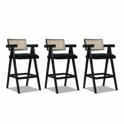 Top 10 ๐ Milan 29.5 in. Modern Webbing Back Bar Stool with Arms Ebony Black Boucle (Set of 3) by Jennifer Taylor ๐งจ