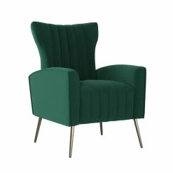 New 👍 Strauss Channel-Tufted in Emerald Green Velvet Armchair by Handy Living 🎁