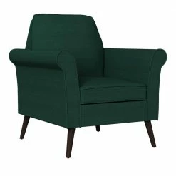 Promo 🛒 Dolan Emerald Green Linen Fabric Modern Arm Chair with Tapered Square Back by Handy Living 👏