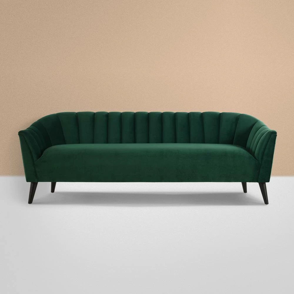 Promo 💯 Sienna 81 in. Evergreen Velvet 3-Seater Tuxedo Sofa with Flared Arms by Jennifer Taylor ⭐ - Image 9