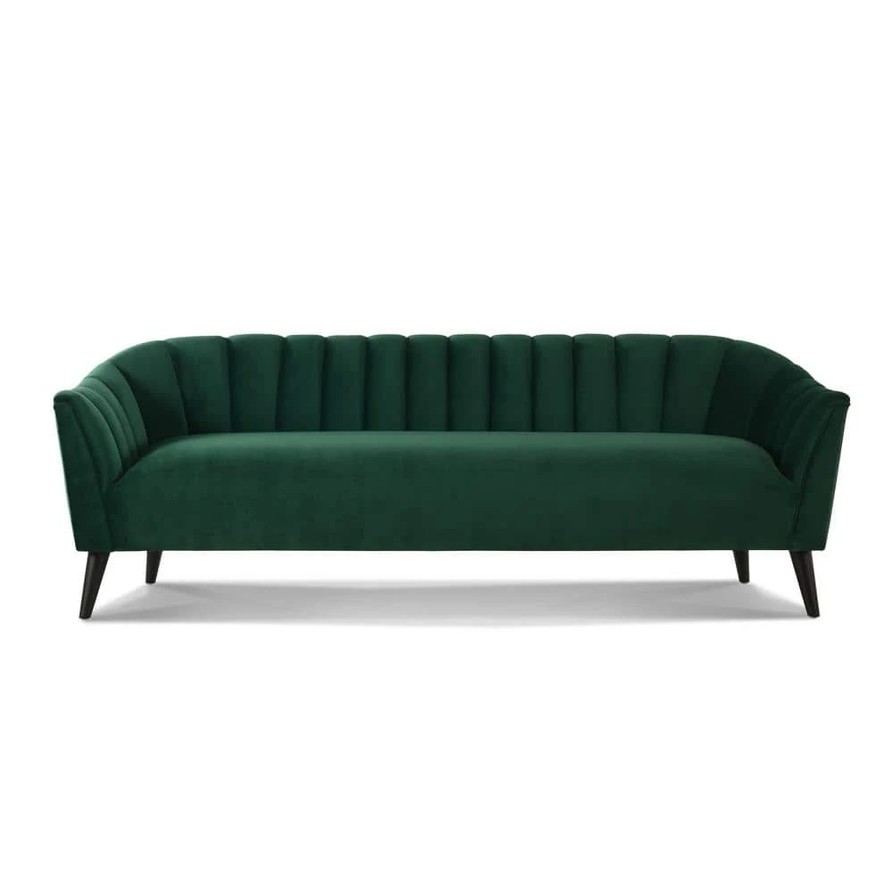 Promo 💯 Sienna 81 in. Evergreen Velvet 3-Seater Tuxedo Sofa with Flared Arms by Jennifer Taylor ⭐