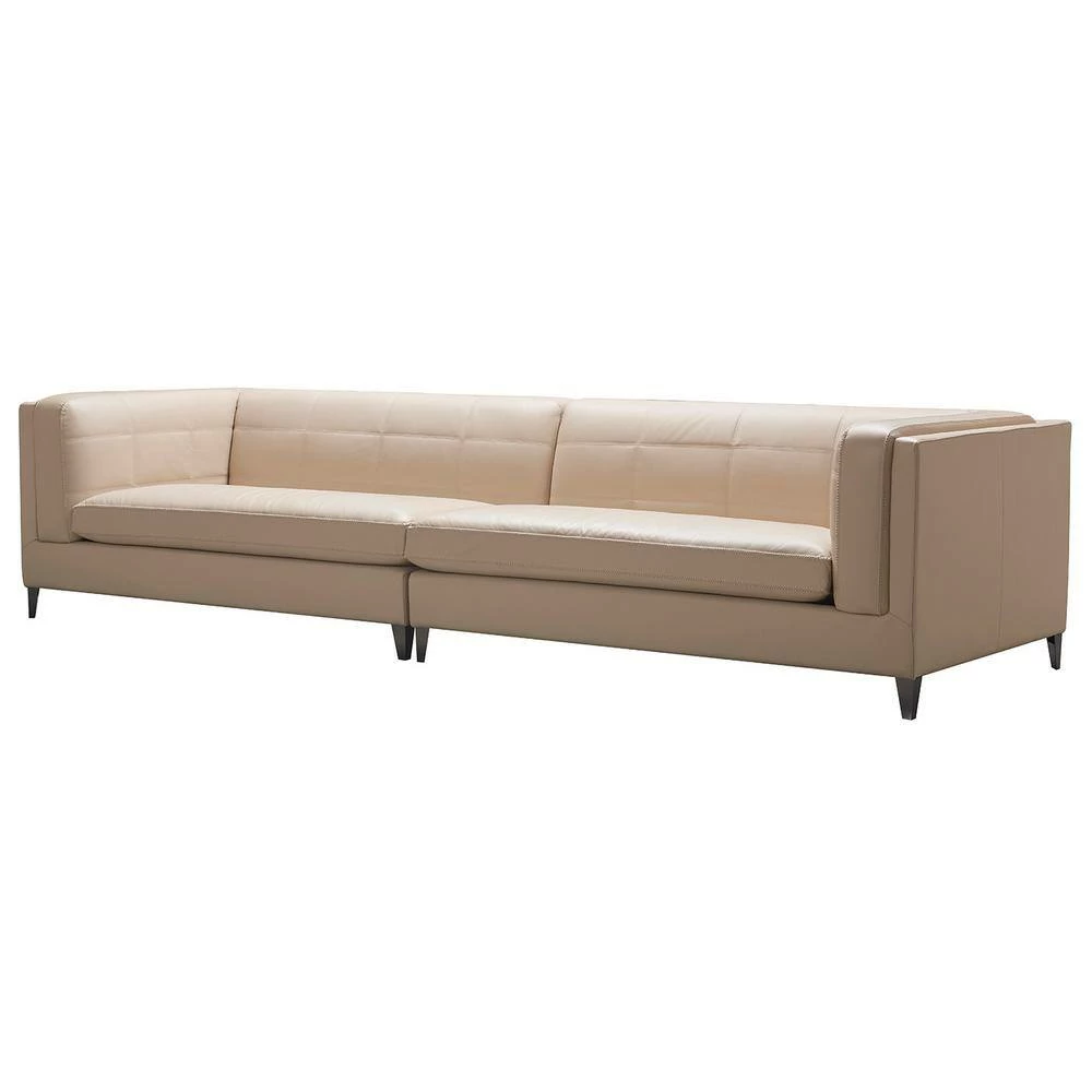 Cheapest 🥰 Esquire Fawn Beige Leather 4-Seater Sectional Sofa with Removable Cushions by Jennifer Taylor 💯 - Image 6