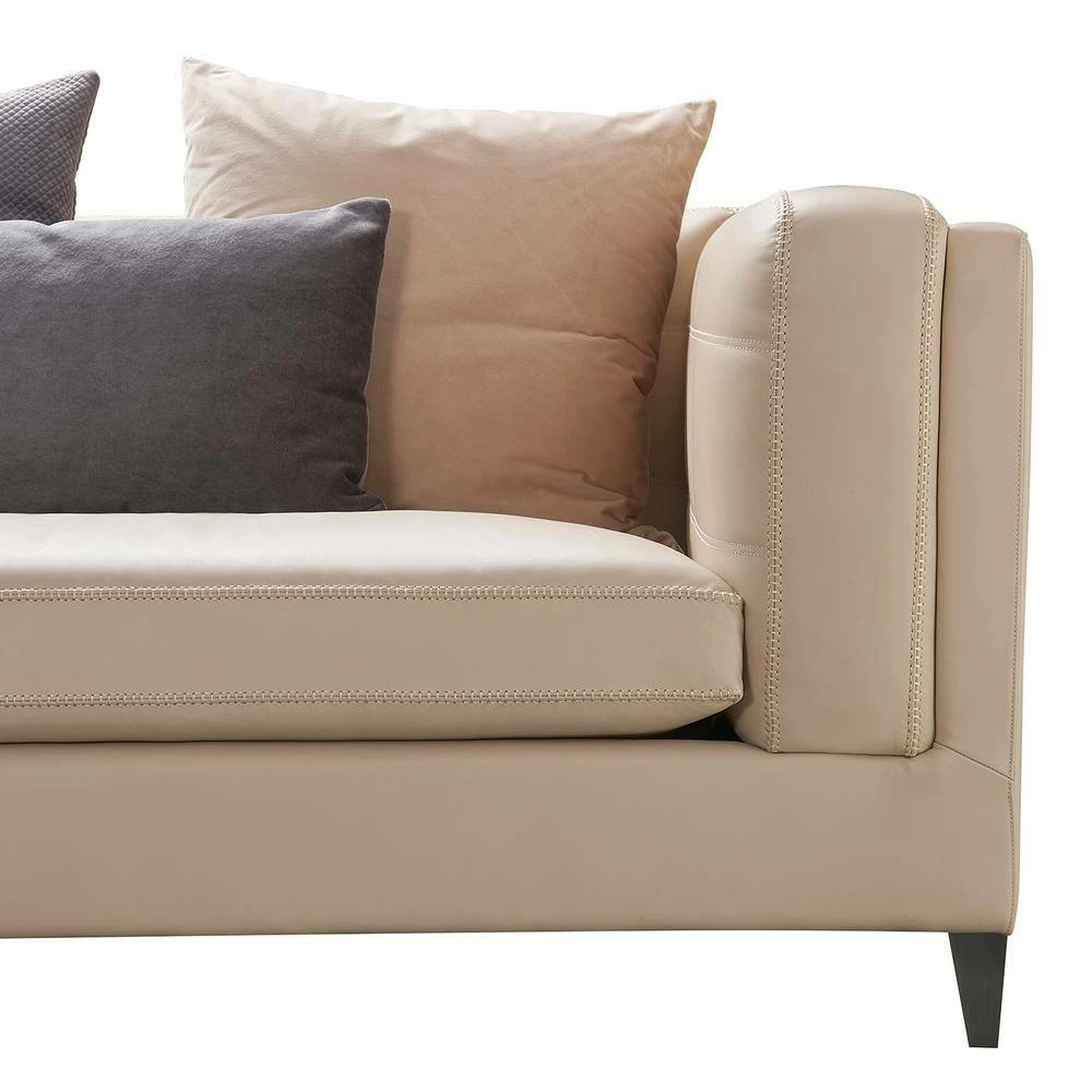 Cheapest 🥰 Esquire Fawn Beige Leather 4-Seater Sectional Sofa with Removable Cushions by Jennifer Taylor 💯 - Image 7