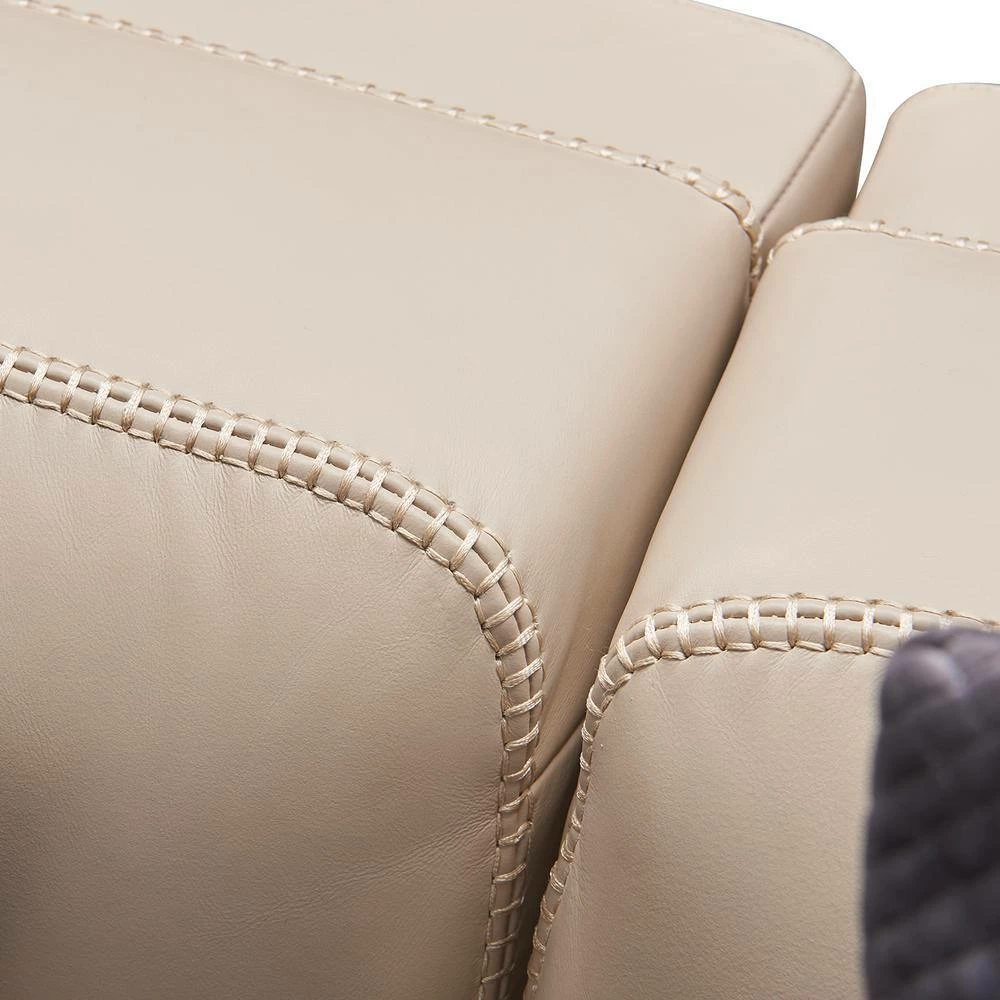 Cheapest 🥰 Esquire Fawn Beige Leather 4-Seater Sectional Sofa with Removable Cushions by Jennifer Taylor 💯 - Image 10