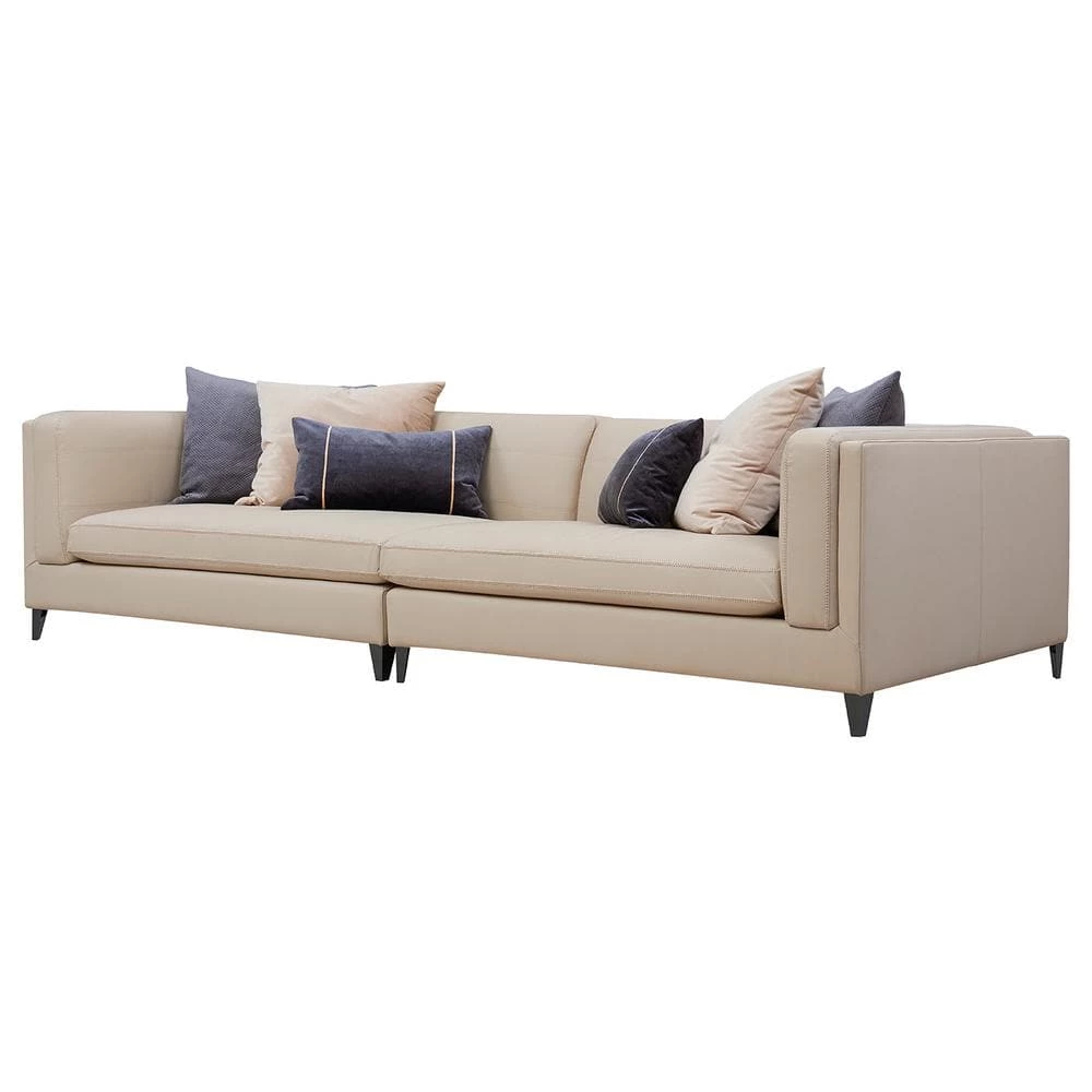 Cheapest 🥰 Esquire Fawn Beige Leather 4-Seater Sectional Sofa with Removable Cushions by Jennifer Taylor 💯 - Image 2