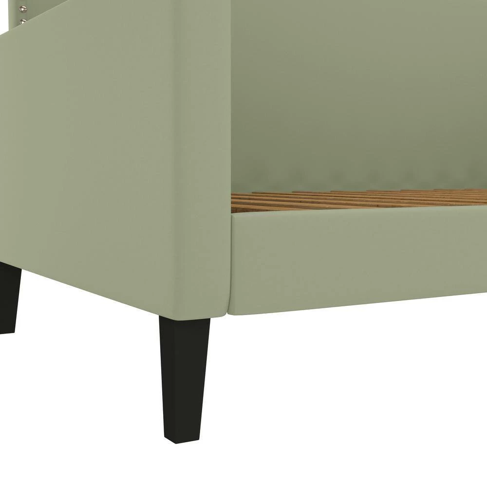 Coupon 👍 Grove Hill Fawn Gray Velvet-Like Fabric Twin Square Back Daybed with Nailhead Trim by Handy Living 😀 - Image 5