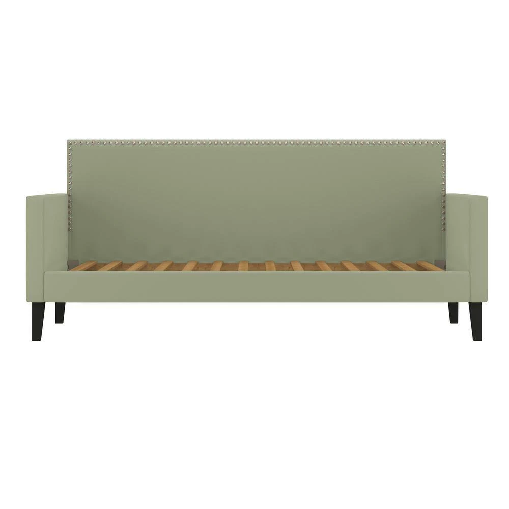 Coupon 👍 Grove Hill Fawn Gray Velvet-Like Fabric Twin Square Back Daybed with Nailhead Trim by Handy Living 😀 - Image 8
