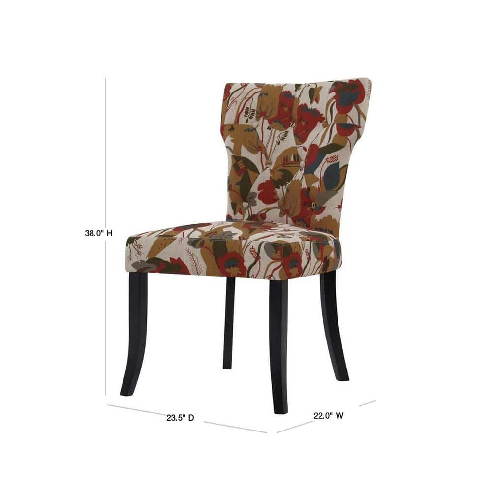 Best Sale ๐ Sirena Upholstered Dining Chairs in Warm Multi-Floral (Set of 2) by Handy Living ๐ - Image 3