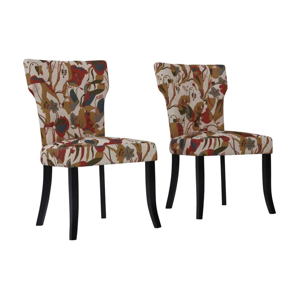 Best Sale ๐ Sirena Upholstered Dining Chairs in Warm Multi-Floral (Set of 2) by Handy Living ๐
