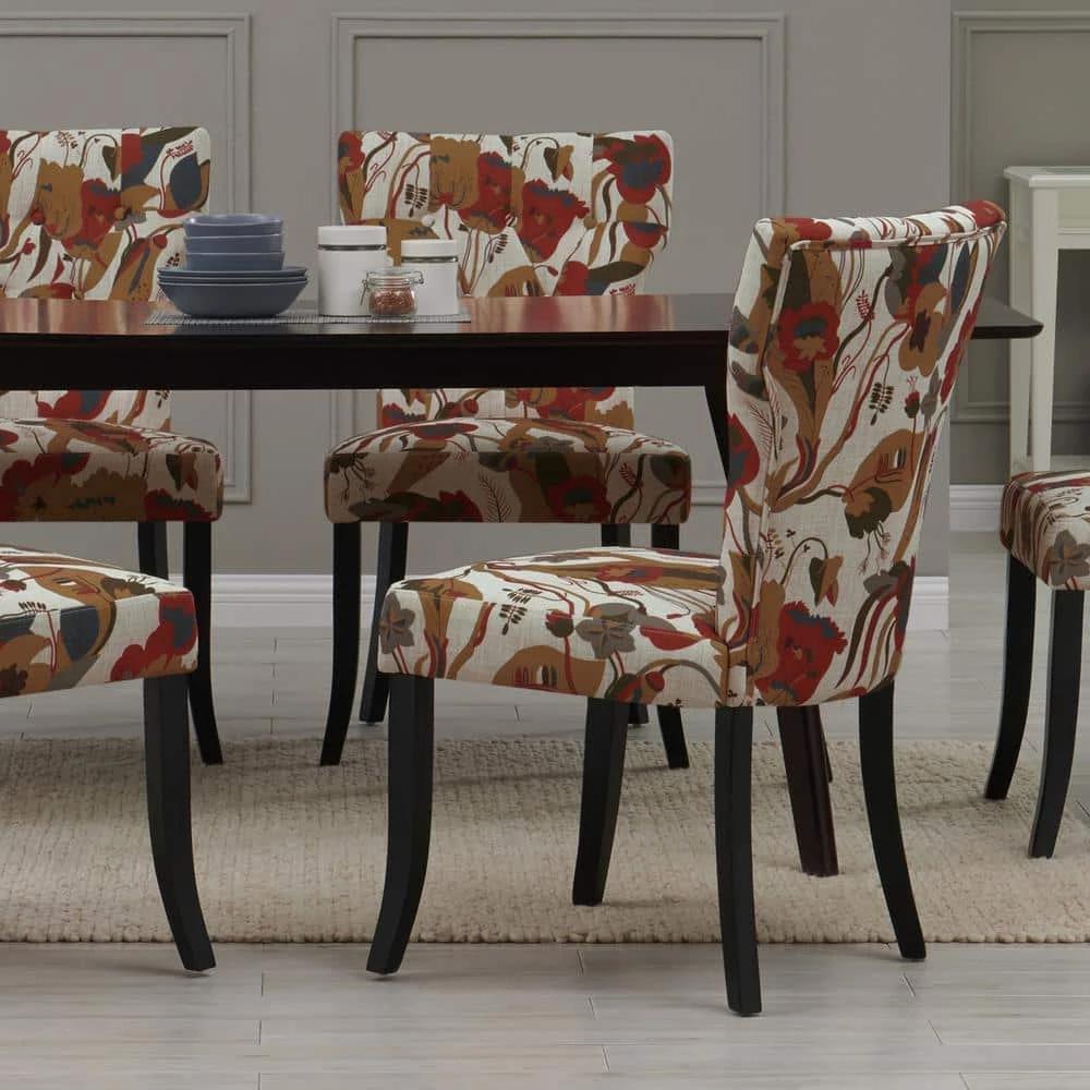 Best Sale ๐ Sirena Upholstered Dining Chairs in Warm Multi-Floral (Set of 2) by Handy Living ๐ - Image 7