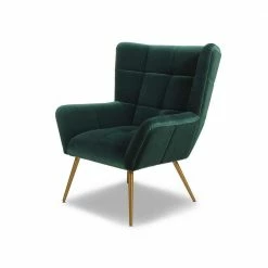 Brand new ⭐ Gerald 32.5 in. Forest Green Performance Velvet Mid-Century Modern Tufted Wingback Arm Chair by Jennifer Taylor 🌟