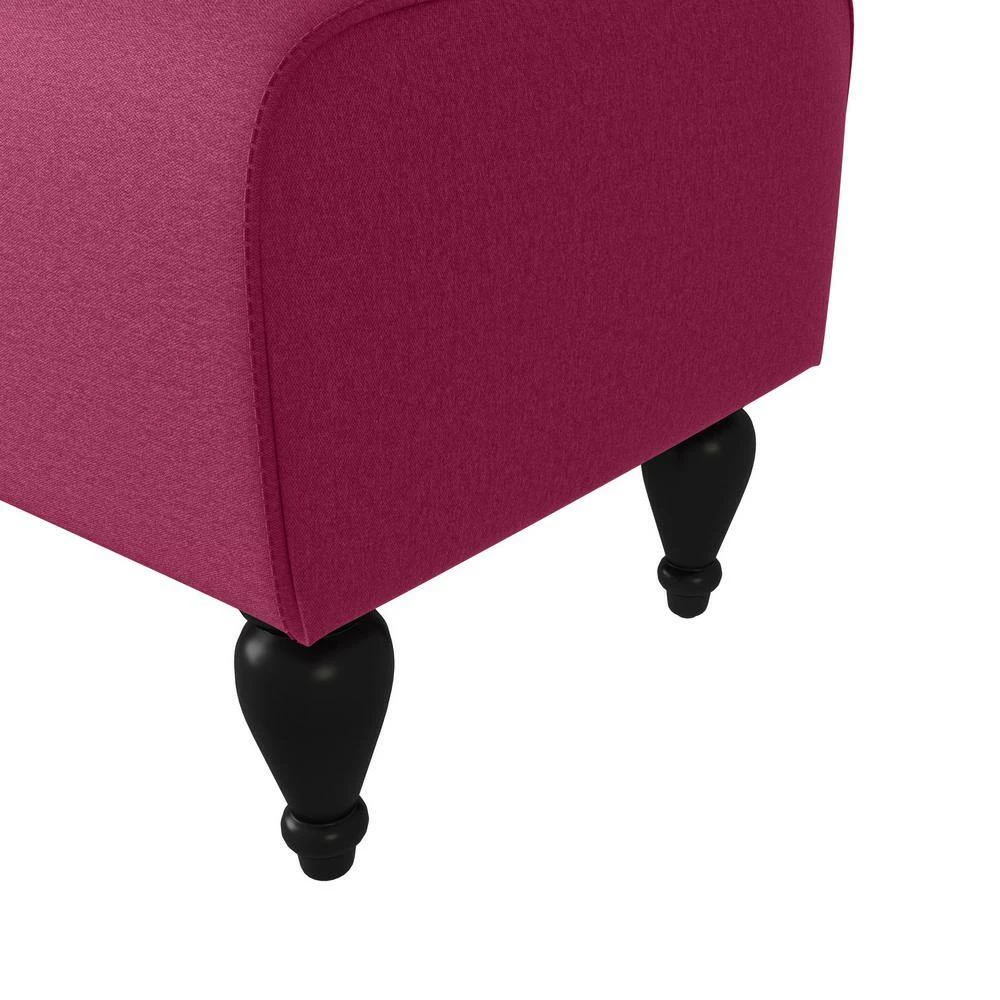 Best Sale 💯 Duncan Fuchsia Pink Velour Channel Tufted Rolled Arm Chair and Ottoman Set by Handy Living 😀 - Image 11