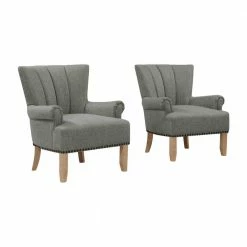 Deals 🎉 Munrow Granite Gray Rolled Arm Chairs (Set of 2) by Handy Living ❤️