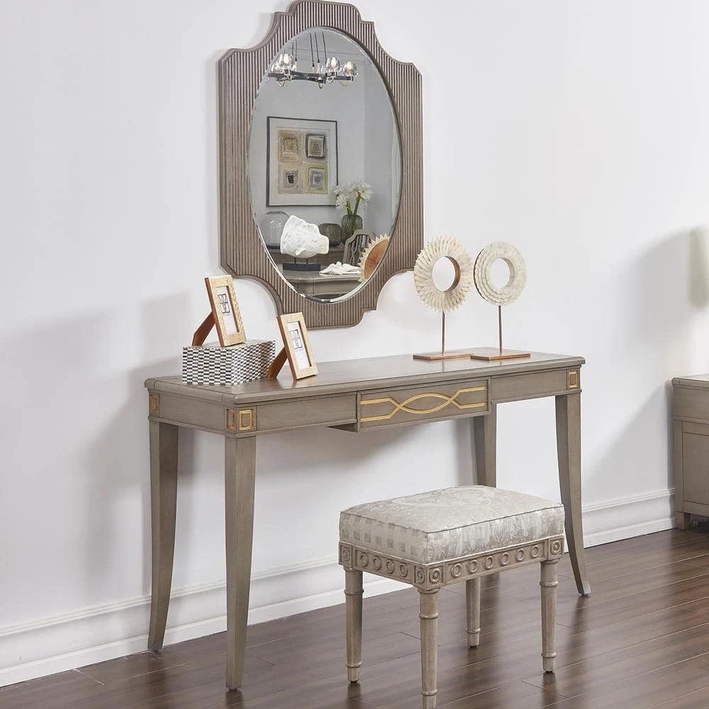 Top 10 ✨ Dauphin Grey Cashmere Gold Accent Console Vanity Table by Jennifer Taylor ⌛