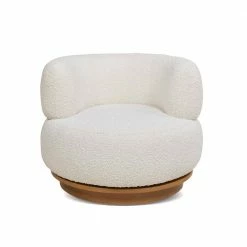 Flash Sale ⌛ Fuji 360 Swivel Ivory White Boucle Low Barrel Back Accent Chair by Jennifer Taylor 💯