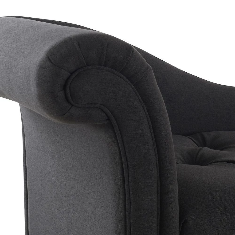 Budget 🌟 Harrison Jet Black Tufted Roll Arm Chaise Lounge by Jennifer Taylor ✔️ - Image 9