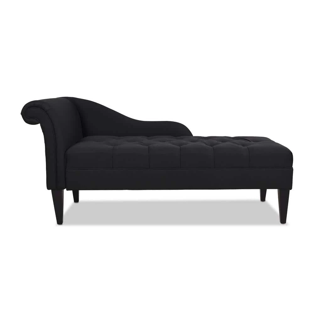 Budget 🌟 Harrison Jet Black Tufted Roll Arm Chaise Lounge by Jennifer Taylor ✔️ - Image 2