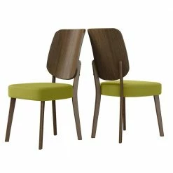 Buy 🔔 McClard Kiwi Green Linen Seat and Walnut Finished Back Armless Side Chair (Set of 2) by Handy Living 👍