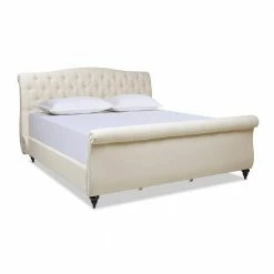 Flash Sale ๐งจ Nautlius King Bed Frame with Headboard and Footboard, Light Beige Linen by Jennifer Taylor โค๏ธ