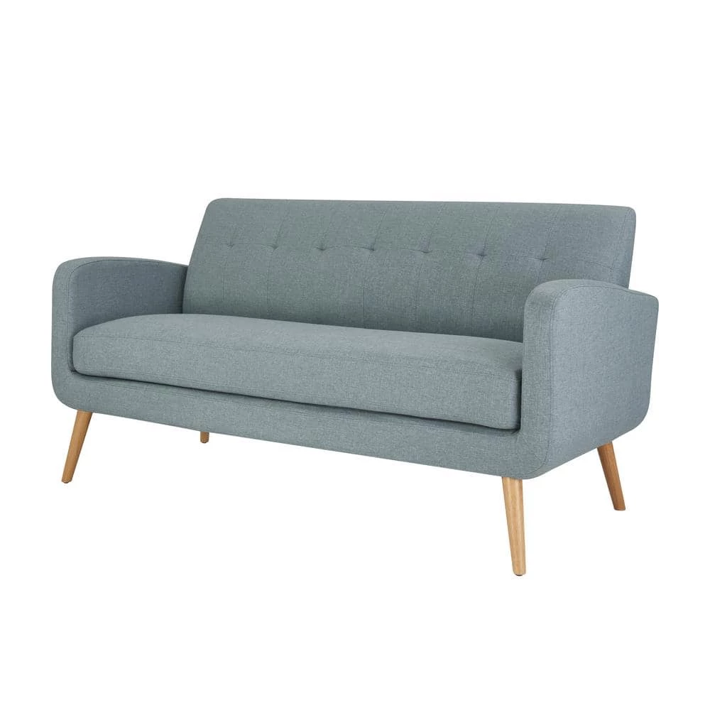 Outlet โ Kingston Light Blue Linen Mid Century Modern Sofa with Natural Legs by Handy Living โ - Image 5