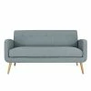 Outlet ⌛ Kingston Light Blue Linen Mid Century Modern Sofa with Natural Legs by Handy Living ⌛