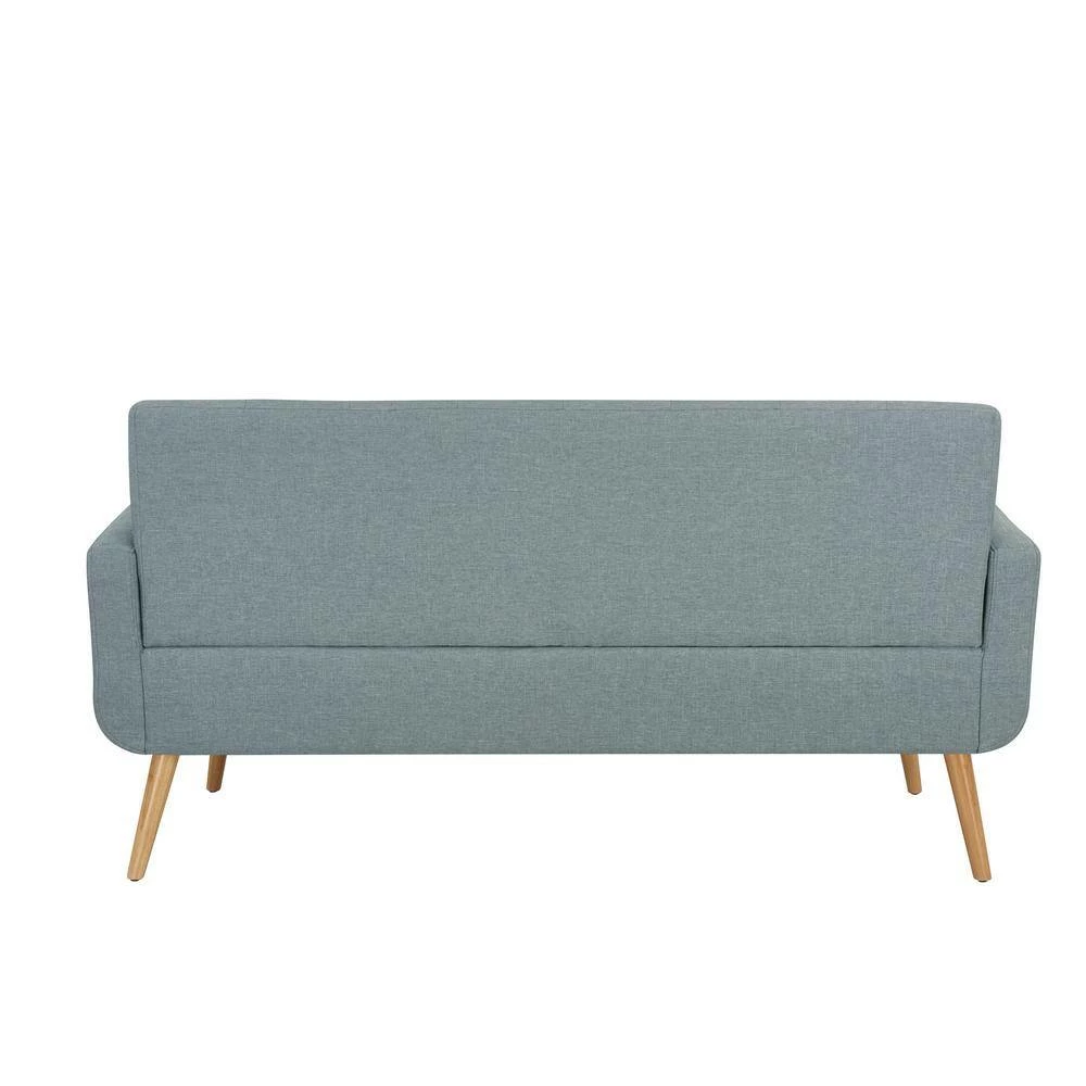 Outlet โ Kingston Light Blue Linen Mid Century Modern Sofa with Natural Legs by Handy Living โ - Image 6