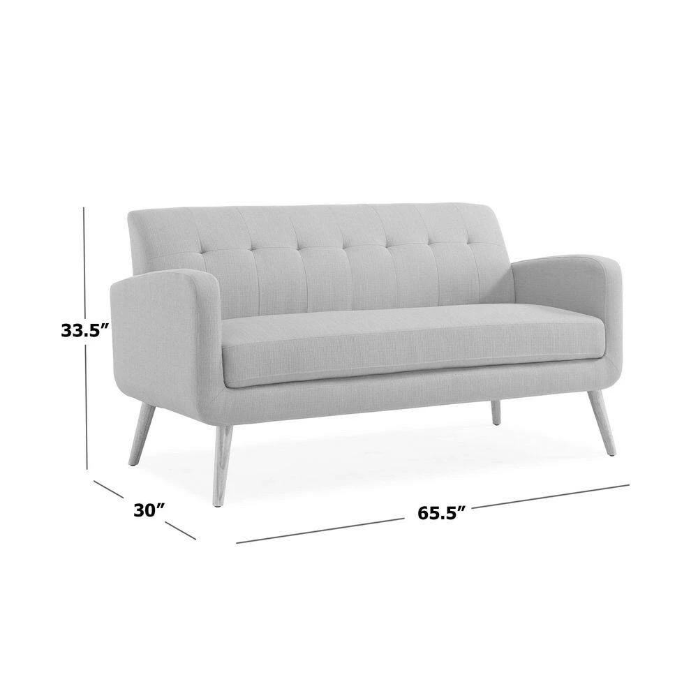 Outlet โ Kingston Light Blue Linen Mid Century Modern Sofa with Natural Legs by Handy Living โ - Image 7