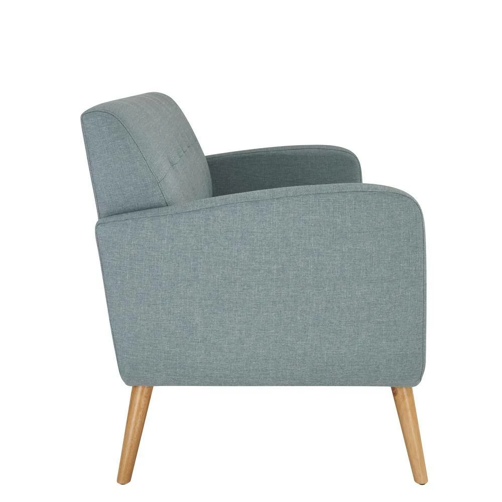 Outlet โ Kingston Light Blue Linen Mid Century Modern Sofa with Natural Legs by Handy Living โ - Image 2