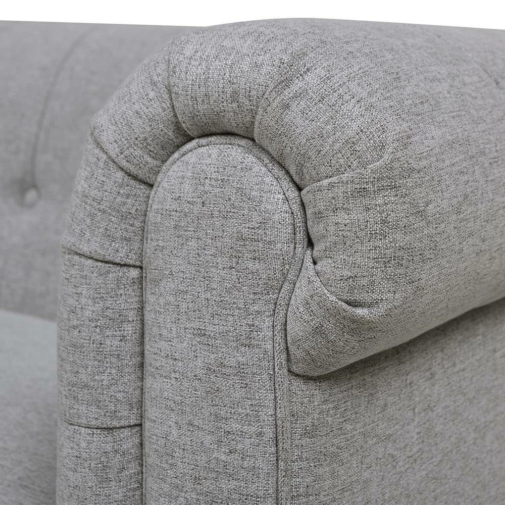 Promo 🛒 Shiloh 84 in. Wide Rolled Arm Polyester Farmhouse Chesterfield Straight Sofa in Light Gray by Jennifer Taylor 🎁 - Image 4