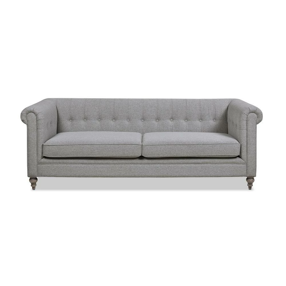 Promo 🛒 Shiloh 84 in. Wide Rolled Arm Polyester Farmhouse Chesterfield Straight Sofa in Light Gray by Jennifer Taylor 🎁 - Image 2
