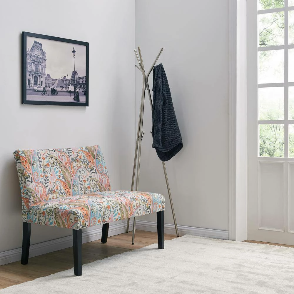 Hot Sale ✔️ Courteney 40.5 in. Mango Orange Multi-Paisley Fabric 2-Seat Armless Settee by Handy Living 😉 - Image 13