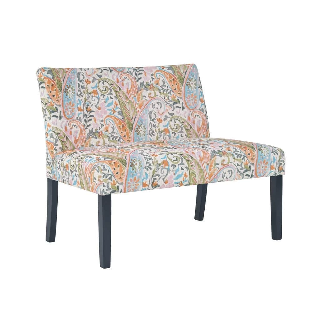 Hot Sale ✔️ Courteney 40.5 in. Mango Orange Multi-Paisley Fabric 2-Seat Armless Settee by Handy Living 😉