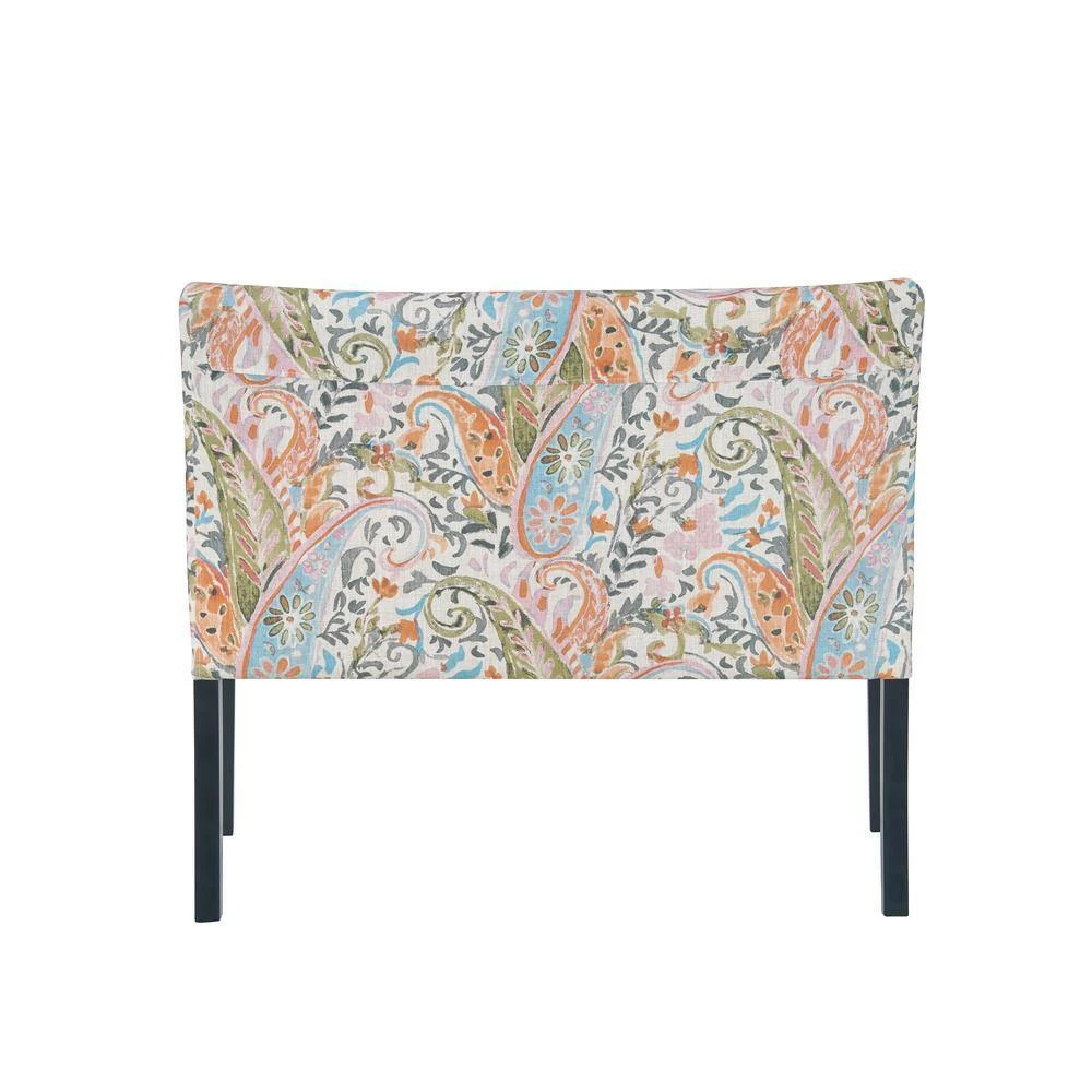 Hot Sale ✔️ Courteney 40.5 in. Mango Orange Multi-Paisley Fabric 2-Seat Armless Settee by Handy Living 😉 - Image 6