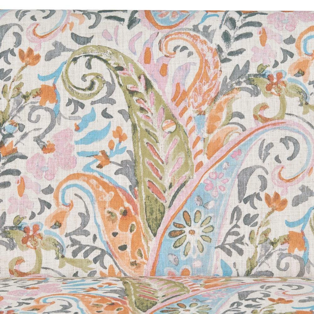 Hot Sale ✔️ Courteney 40.5 in. Mango Orange Multi-Paisley Fabric 2-Seat Armless Settee by Handy Living 😉 - Image 12