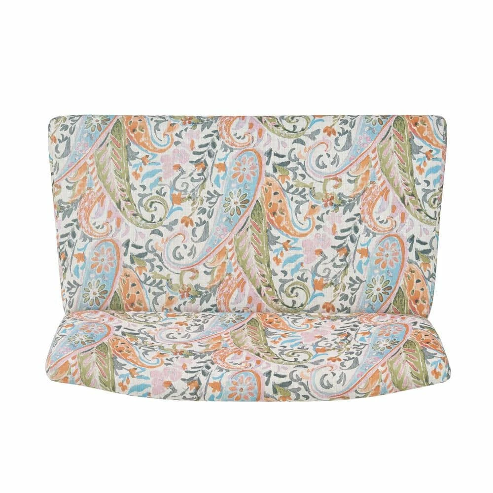 Hot Sale ✔️ Courteney 40.5 in. Mango Orange Multi-Paisley Fabric 2-Seat Armless Settee by Handy Living 😉 - Image 4