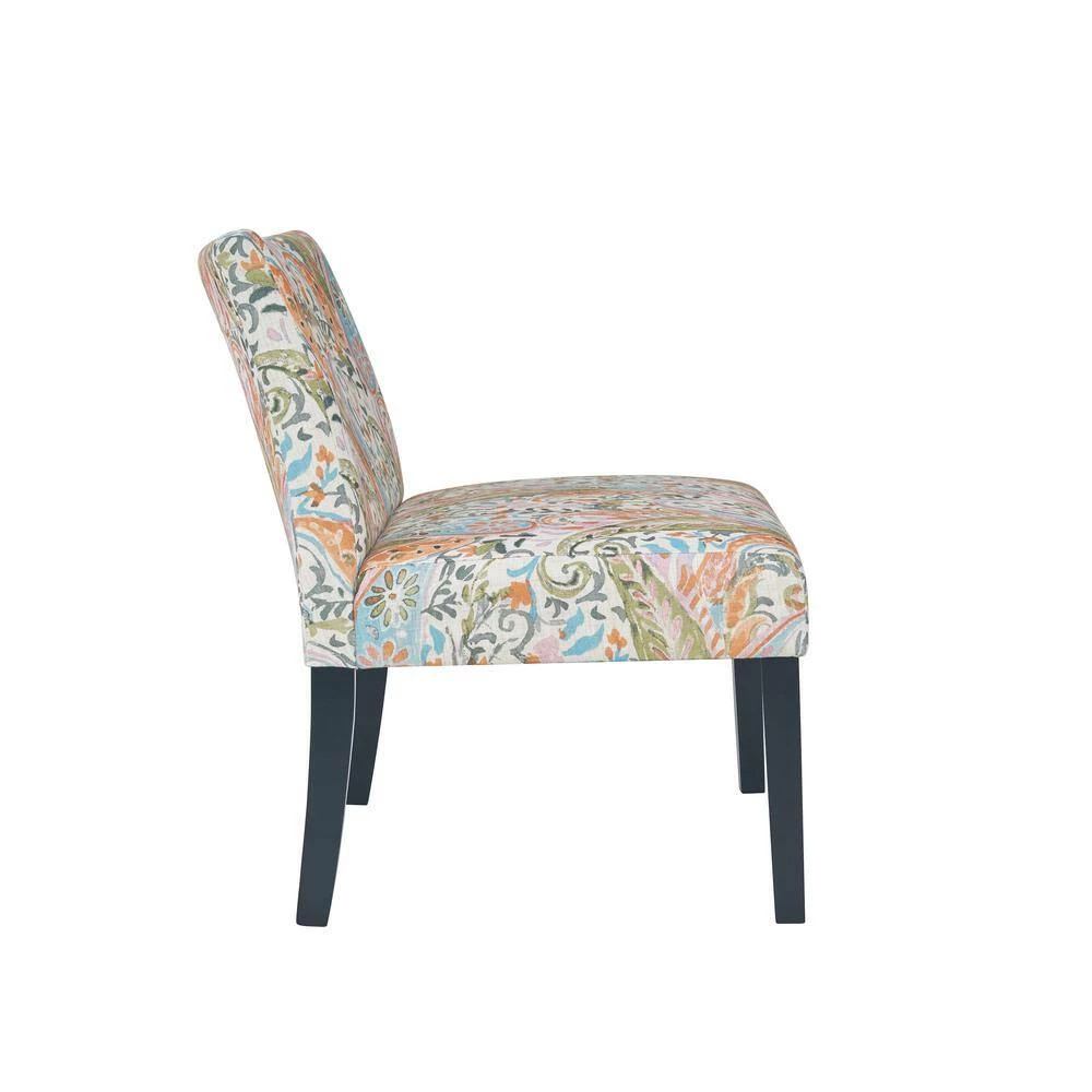 Hot Sale ✔️ Courteney 40.5 in. Mango Orange Multi-Paisley Fabric 2-Seat Armless Settee by Handy Living 😉 - Image 2