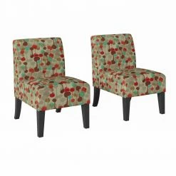 Brand new ๐คฉ Denis Merlot Red Modern Dewdrop Print Upholstered Armless Chairs (Set of 2) by Handy Living ๐ฏ