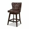 Budget ✔️ Holmes Tufted Mid Brown Faux Leather High-Back 360 Swivel Counter-Height Barstool by Jennifer Taylor 🔥