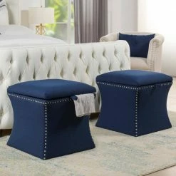 Coupon 🎉 Holly Midnight Blue Storage Ottoman by Jennifer Taylor 🎁