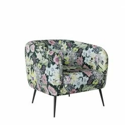 Best reviews of 🤩 Genoa in Modern Multi Floral on Black Background Button-Tufted Barrel Chair by Handy Living 👏