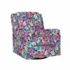 Promo 🥰 Evie Multi-Navy Botanical Floral Print Swivel Arm Chair by Handy Living ⌛