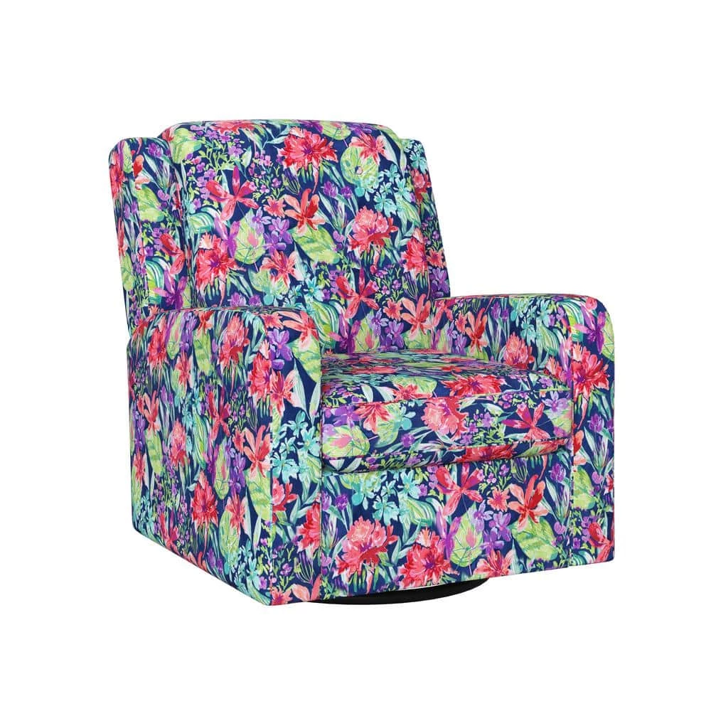 Promo ๐ฅฐ Evie Multi-Navy Botanical Floral Print Swivel Arm Chair by Handy Living โ