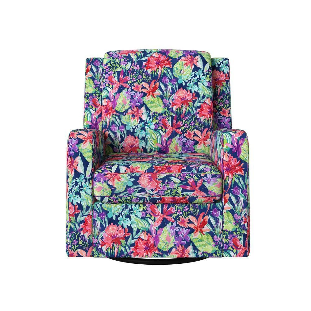 Promo ๐ฅฐ Evie Multi-Navy Botanical Floral Print Swivel Arm Chair by Handy Living โ - Image 5