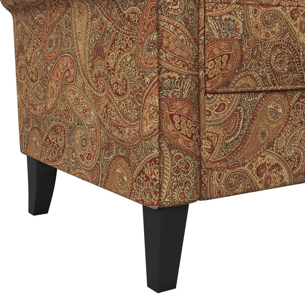 Budget 👍 Jean Paisley Multicolored Paisley with Burgundy Arm Chair (No Nail Head Trim) by Handy Living 😀 - Image 8